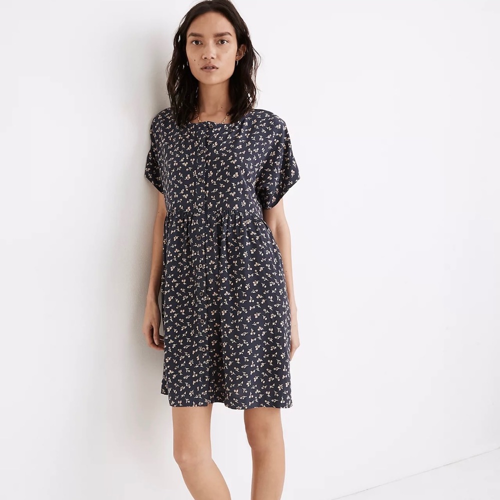 Madewell Short Sleeve Button Front Mini Dress - New Without Tags - Medium